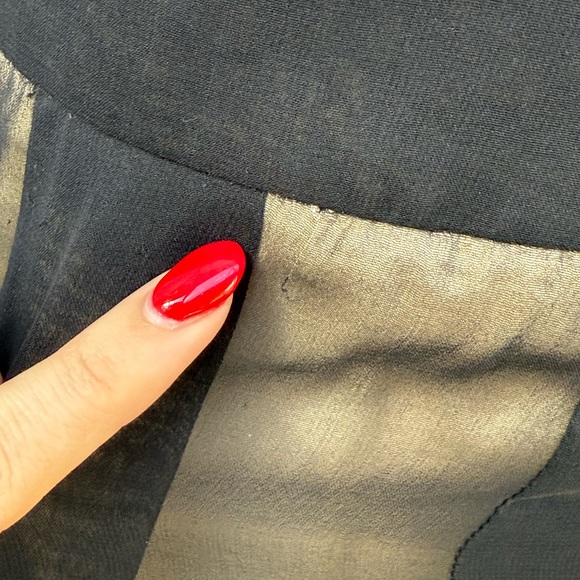 TeenFlo Canada black sheer tan pleated silk organza knee length skirt - Picture 8 of 11